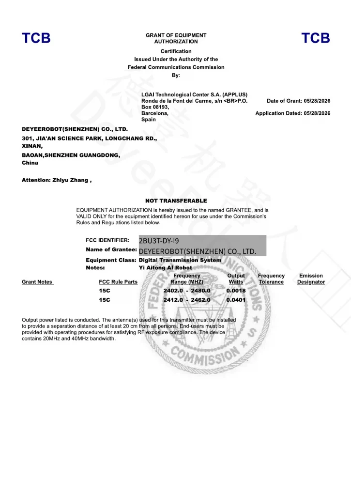 FCC Certification for Moxibustion AI Robot